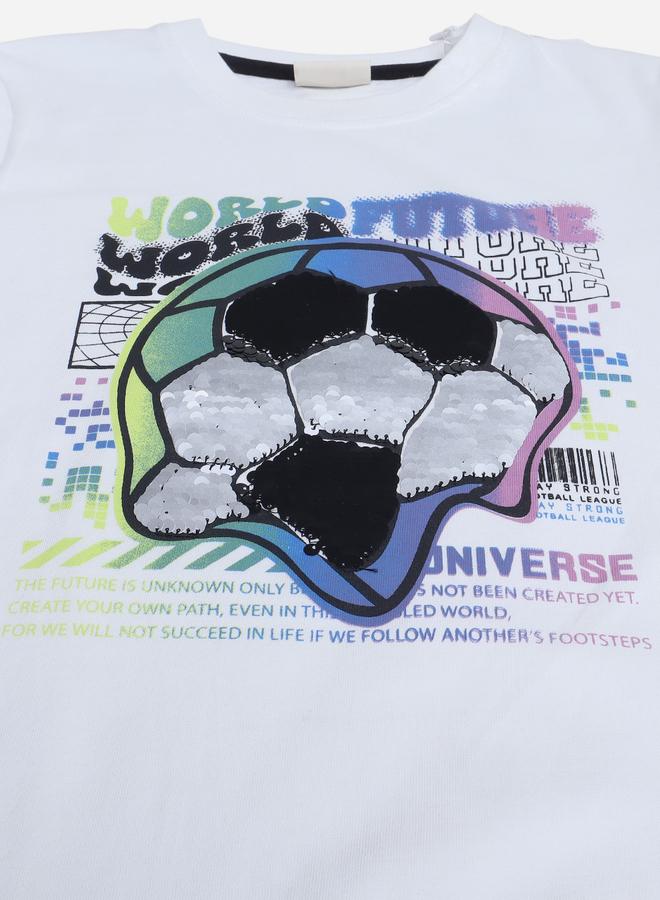 Victor And Jane Boys Football Graphic Print Cotton T-Shirt and Shorts Set - Image 4