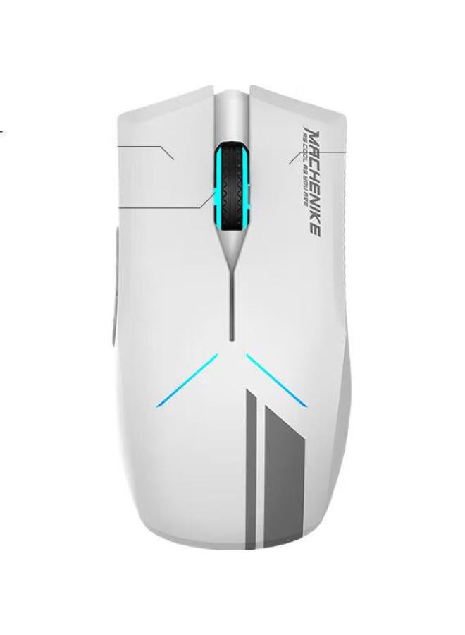 MACHENIKE ماوس ألعاب لاسلكي M721، ماوس رياضي سلكي، ماوس كمبيوتر محمول للمكتب، ماوس ميكانيكي مع وضع مزدوج قابل لإعادة الشحن، 10000Dpi، أبيض - Image 2