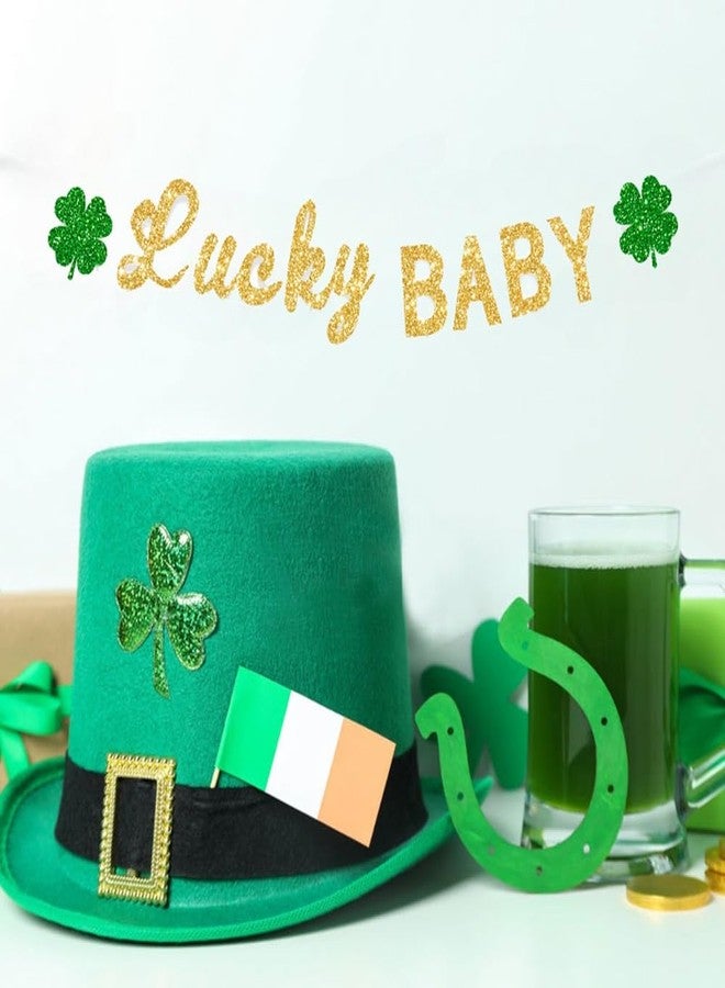 E-ASUM St. Patrick’s Day Lucky Baby Banner For from 1 to 12 St Birthday - Patricks Day Birthday Garland, First Birthday Party Photo Background Props, Boys Girls Shamrock Theme Party Decor, Lucky Charm One Baby Shower Favor - Image 4
