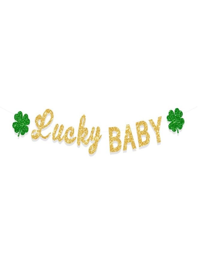 E-ASUM St. Patrick’s Day Lucky Baby Banner For from 1 to 12 St Birthday - Patricks Day Birthday Garland, First Birthday Party Photo Background Props, Boys Girls Shamrock Theme Party Decor, Lucky Charm One Baby Shower Favor - Image 2