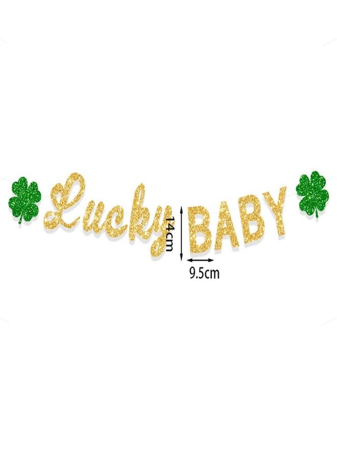 E-ASUM St. Patrick’s Day Lucky Baby Banner For from 1 to 12 St Birthday - Patricks Day Birthday Garland, First Birthday Party Photo Background Props, Boys Girls Shamrock Theme Party Decor, Lucky Charm One Baby Shower Favor - Image 3