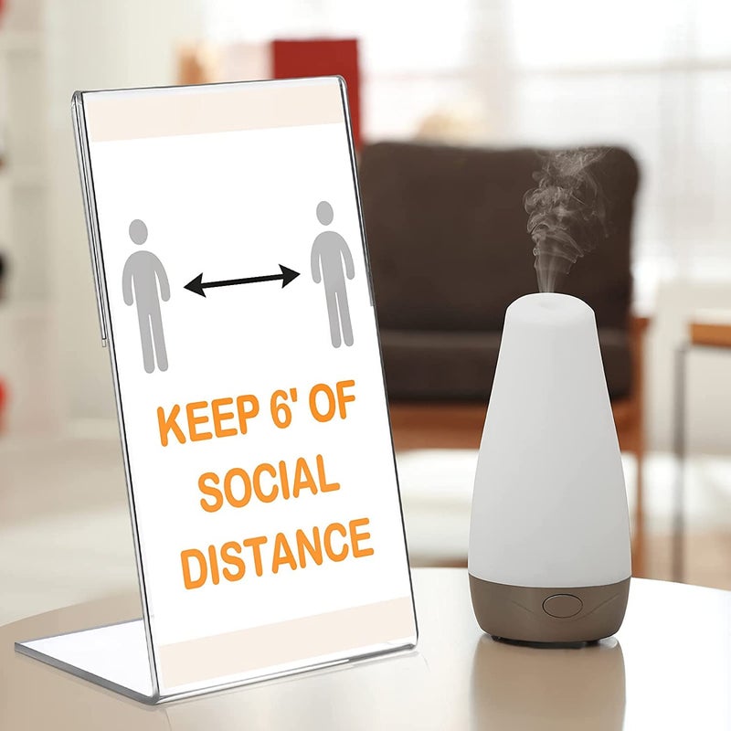 Shuban Acrylic Sign Holder L Shape - 5 x 7 Inches Clear Photo Frames - Collage Frames, Flyer Display - Vertical Slanted Back Stand Up Sign Holder for Office Desktop, Photo, Menu - Pack of 10 - Image 5