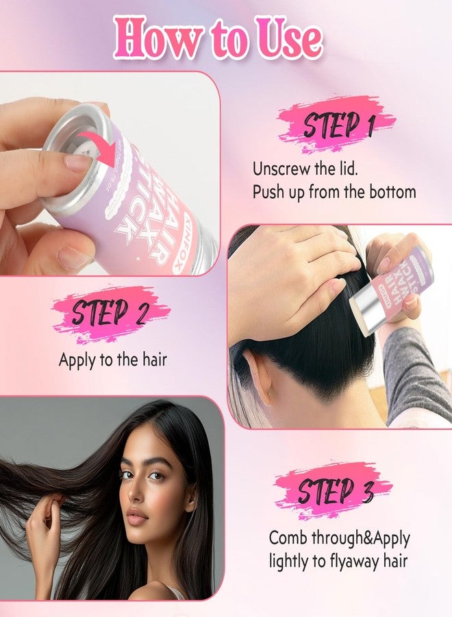 Xinfox Hair Wax Stick, Slick Back Hair Brush, Wax Stick for Flyaways, Rat Tail Comb Edge Brush Styling Tool Set Accessories for Women Girls(Pink) - Image 5