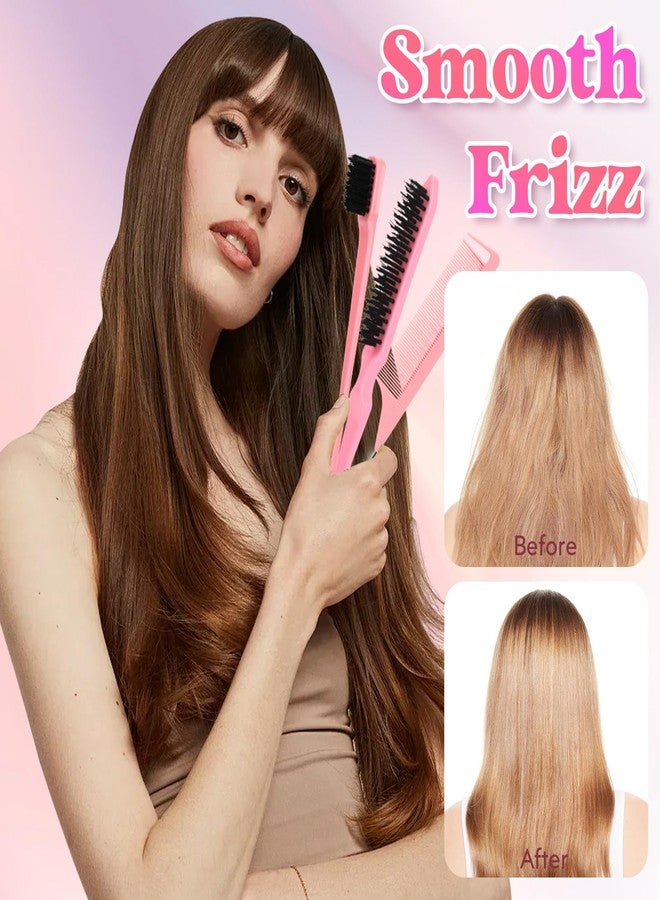 Xinfox Hair Wax Stick, Slick Back Hair Brush, Wax Stick for Flyaways, Rat Tail Comb Edge Brush Styling Tool Set Accessories for Women Girls(Pink) - Image 4
