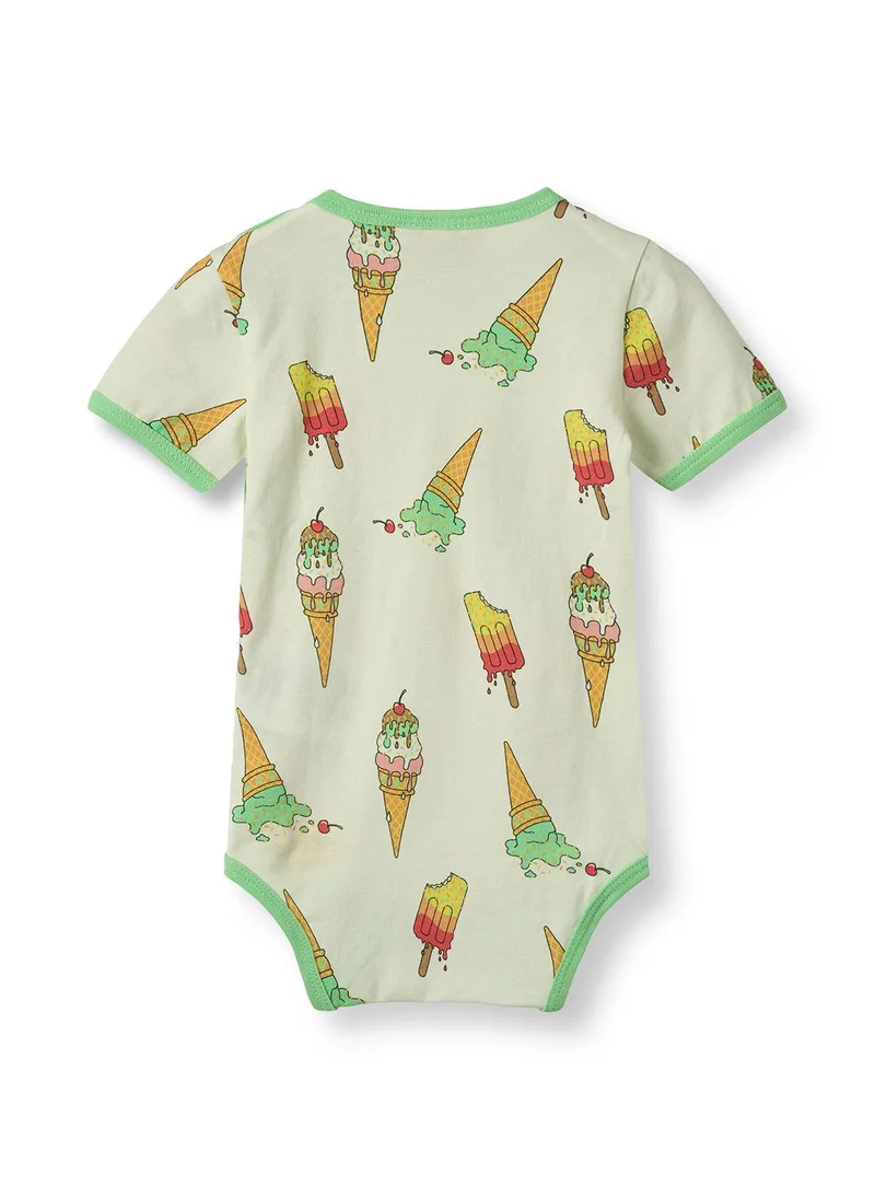 Småfolk Short-sleeved baby body with ice cream