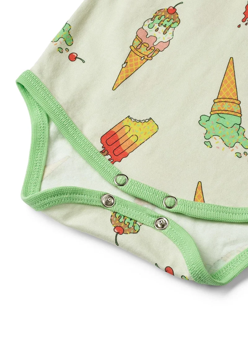 Småfolk Short-sleeved baby body with ice cream