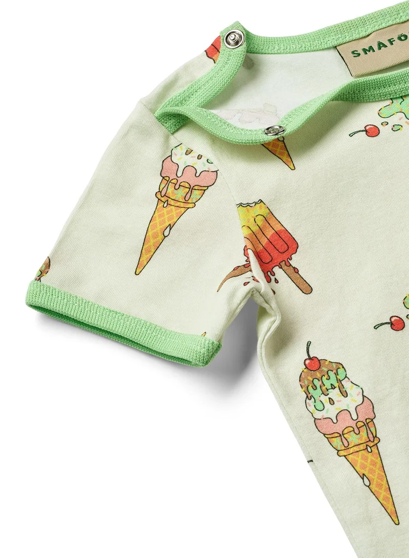 Småfolk Short-sleeved baby body with ice cream