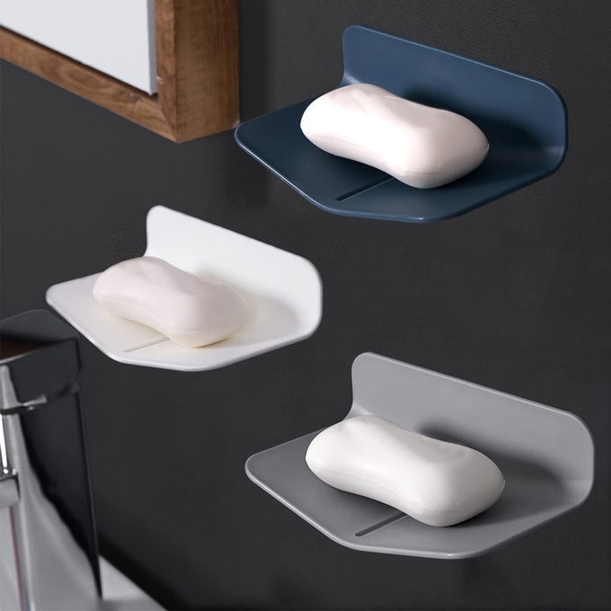 SELFDRAINING SHOWER SOAP HOLDER FOR SOAP OR SPONGE NO DRILLING SOAP SAVER WITH STRONG VISCOSITY FOR SHOWER VSHAPED SOAP DISH FOR BATHROOM AND KITCHEN WHITE 1
