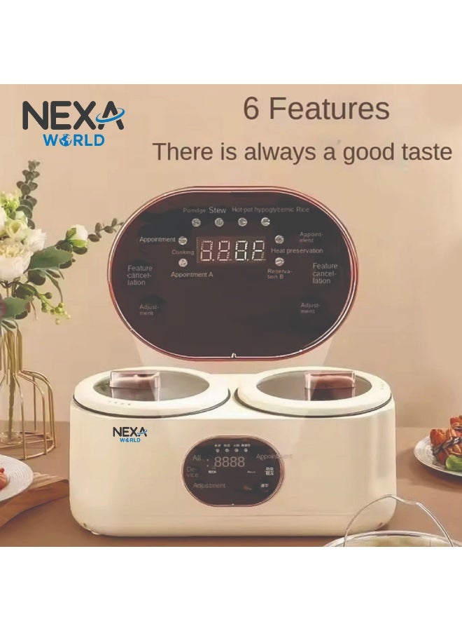 Nexa World NEXA WOLD 4L Multi-Function Rice with Double Pots, Smart Low Sugar Rice Cooker, Electric Hot Pot, 6 Preset Menus, 9H Smart Reservation, Non-Stick Liner - Image 4