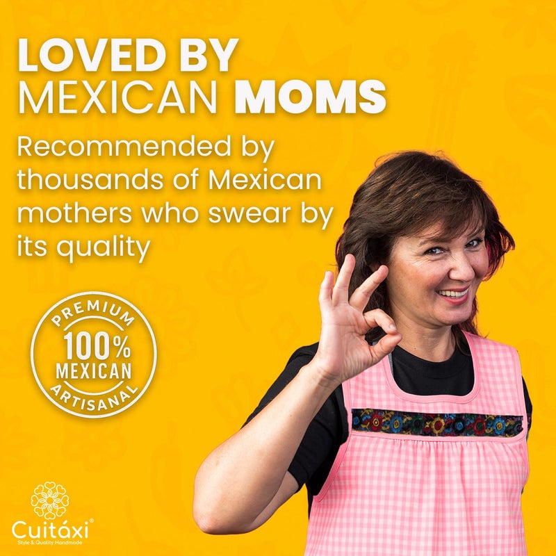 CuitÃ¡xi Traditional Mexican apron for women with pockets beautiful flower embroidery One size - Mandiles para mujer mexicanos mandil - Image 5