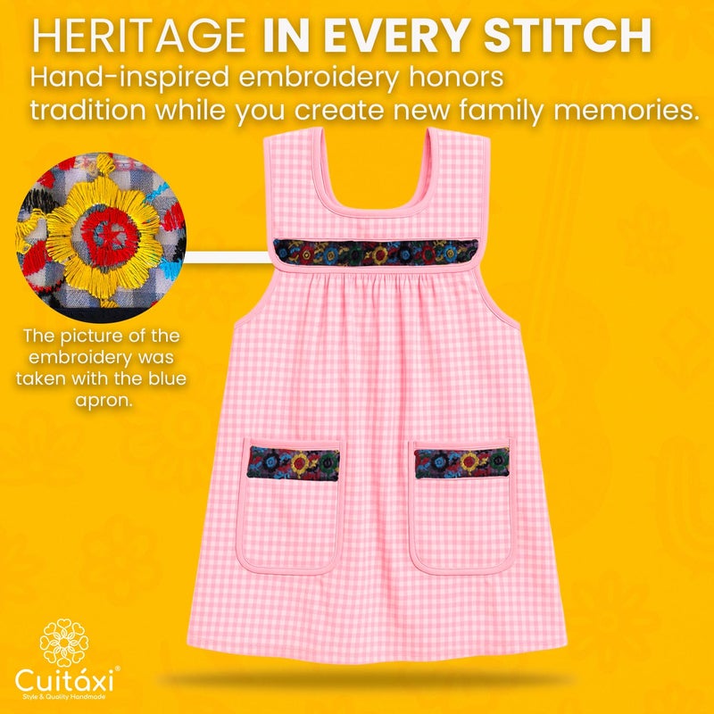 CuitÃ¡xi Traditional Mexican apron for women with pockets beautiful flower embroidery One size - Mandiles para mujer mexicanos mandil - Image 2