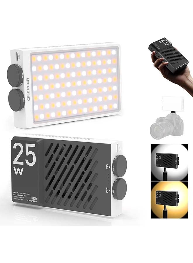 زيون زايوين سينيبير CM25 ضوء فيديو LED 25 وات [رسمي]، هدايا صغيرة بحجم الجيب للمصورين إضاءة على الكاميرا، قابل للتعتيم 2700K-6200K•CRI≥96•TLCI≥97، بطاريتان مدمجتان قابلتان للشحن سعة 2000 مللي أمبير - Image 1