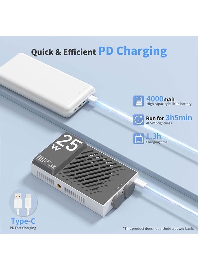 زيون زايوين سينيبير CM25 ضوء فيديو LED 25 وات [رسمي]، هدايا صغيرة بحجم الجيب للمصورين إضاءة على الكاميرا، قابل للتعتيم 2700K-6200K•CRI≥96•TLCI≥97، بطاريتان مدمجتان قابلتان للشحن سعة 2000 مللي أمبير - Image 5