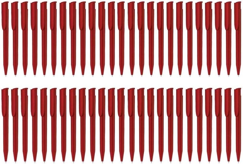 Pack of 12 Red Ballpoint Pens with Blue Ink - Image 1