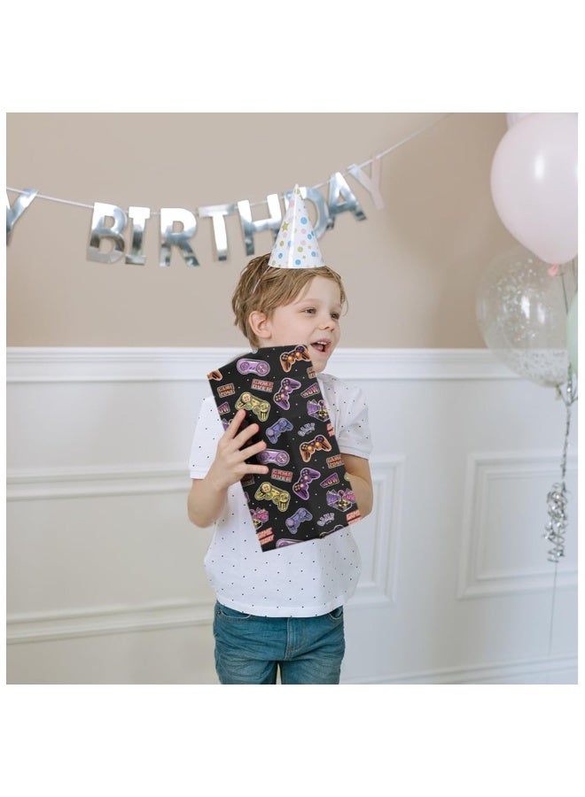 Gaming Wrapping Paper for Gift Boy Girl Kids, Hip-Hop Graffiti Video Game Electronic Music Birthday Wrapping Paper, 4 Sheets Folded Flat 50x70cm Gift Paper for 90s 80s Neon Retro Birthday Party - Image 5