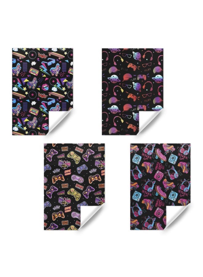 Gaming Wrapping Paper for Gift Boy Girl Kids, Hip-Hop Graffiti Video Game Electronic Music Birthday Wrapping Paper, 4 Sheets Folded Flat 50x70cm Gift Paper for 90s 80s Neon Retro Birthday Party - Image 2