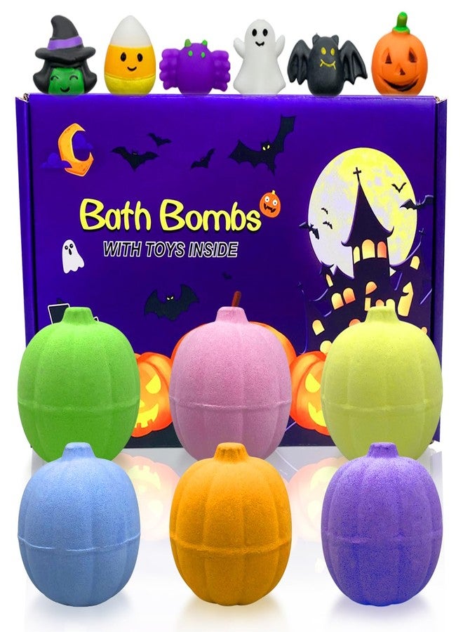 Jofan 6 Pack Halloween Pumpkin Bath Bombs with Halloween Squishy Toys Inside for Kids Girls Boys Halloween Toys Halloween Treat Bags Gifts - Image 1