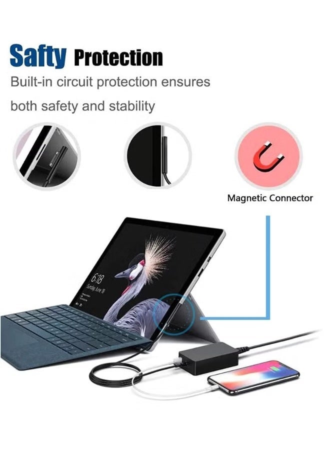 ديدا كوسموس شاحن Surface بقدرة 65 واط مزود بموصل مغناطيسي لأجهزة Surface Pro 3/4/5/6/7/8/X، وSurface Laptop 5/4/3، وSurface Go 3، وSurface Book 3/2، ومحول طاقة للشحن السريع 15 فولت 4 أمبير (قابس بريطاني) - Image 5