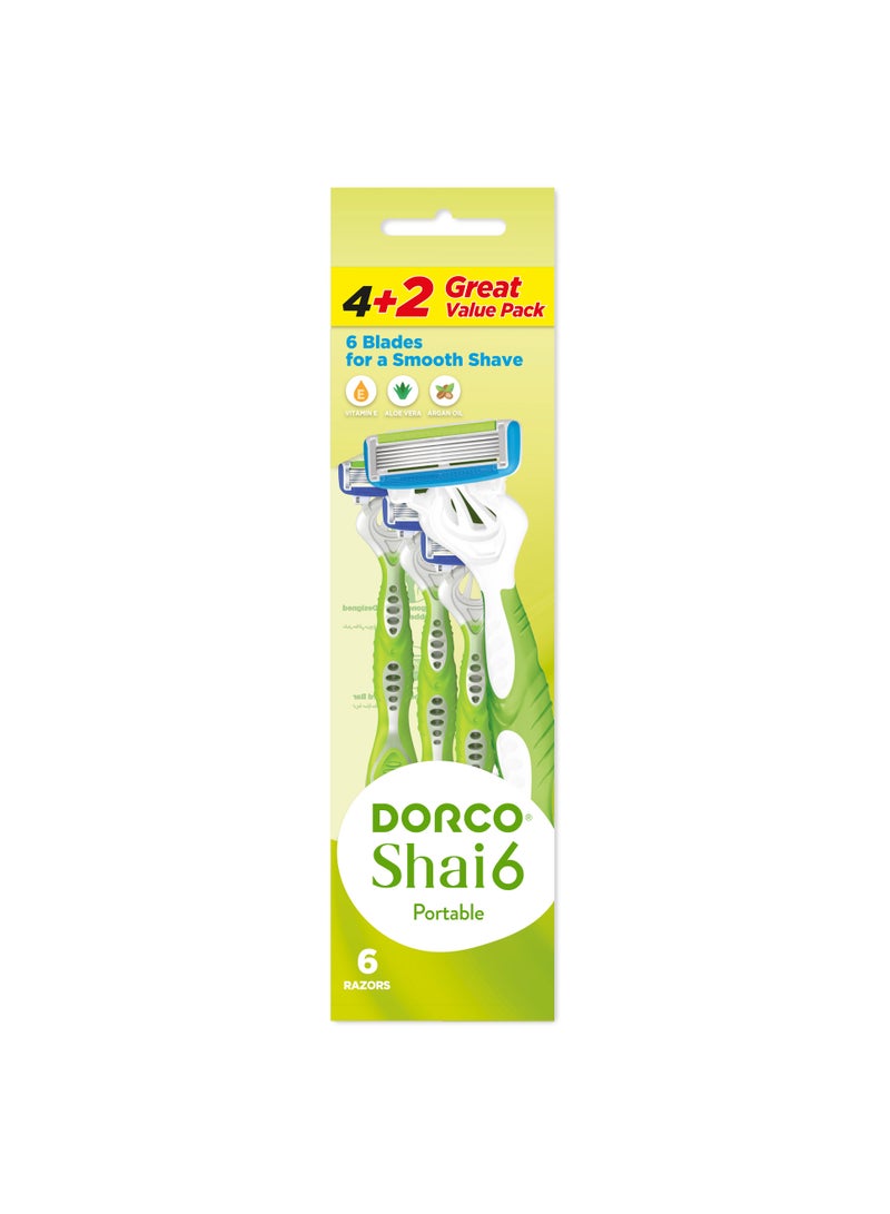 DORCO شفرات حلاقة نسائية شاي6 القابلة للاستخدام مرة واحدة - Image 1