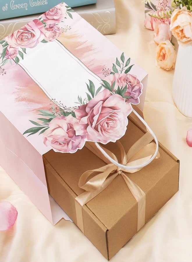 Addveyra Paper Goodie Bags Pink with Handles Rose Floral Party Favor Bags for Birthday/Wedding Women (6 pcs) - Image 4