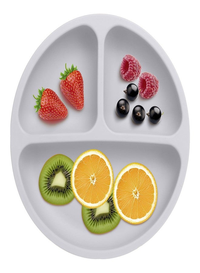 PEEPER Suction Plates for Baby & Toddlers - 100% Silicone Plate for Kids, Divided Design for Picky Eaters, Kids Plates for Food, Microwave & Dishwasher Friendly Baby Plates (Grey) - Image 1