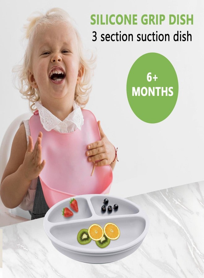PEEPER Suction Plates for Baby & Toddlers - 100% Silicone Plate for Kids, Divided Design for Picky Eaters, Kids Plates for Food, Microwave & Dishwasher Friendly Baby Plates (Grey) - Image 4