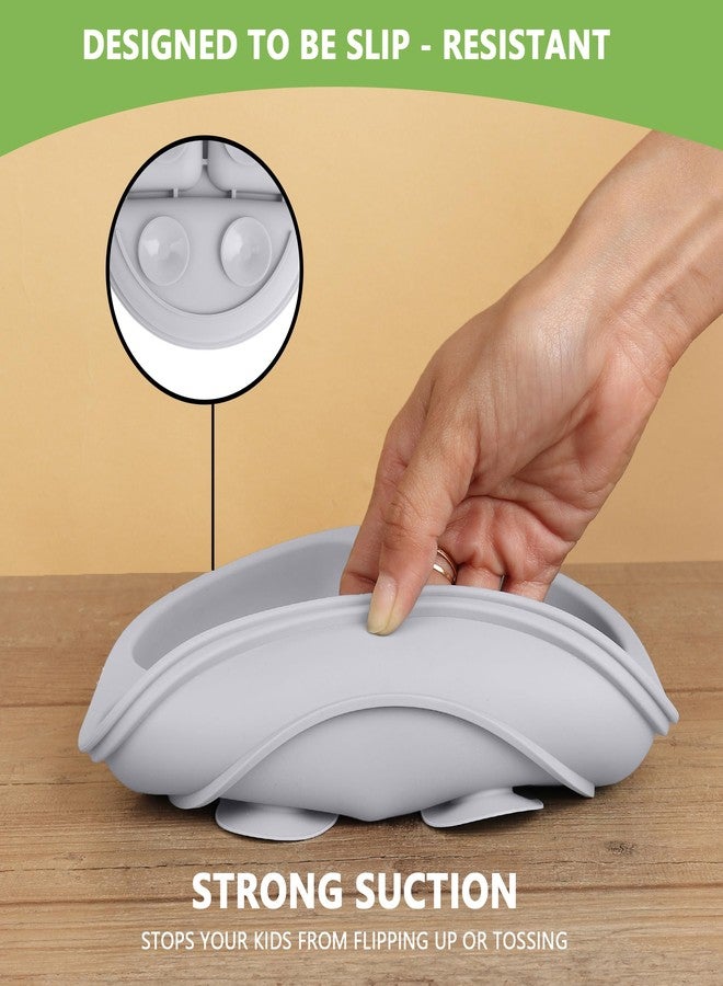 PEEPER Suction Plates for Baby & Toddlers - 100% Silicone Plate for Kids, Divided Design for Picky Eaters, Kids Plates for Food, Microwave & Dishwasher Friendly Baby Plates (Grey) - Image 5