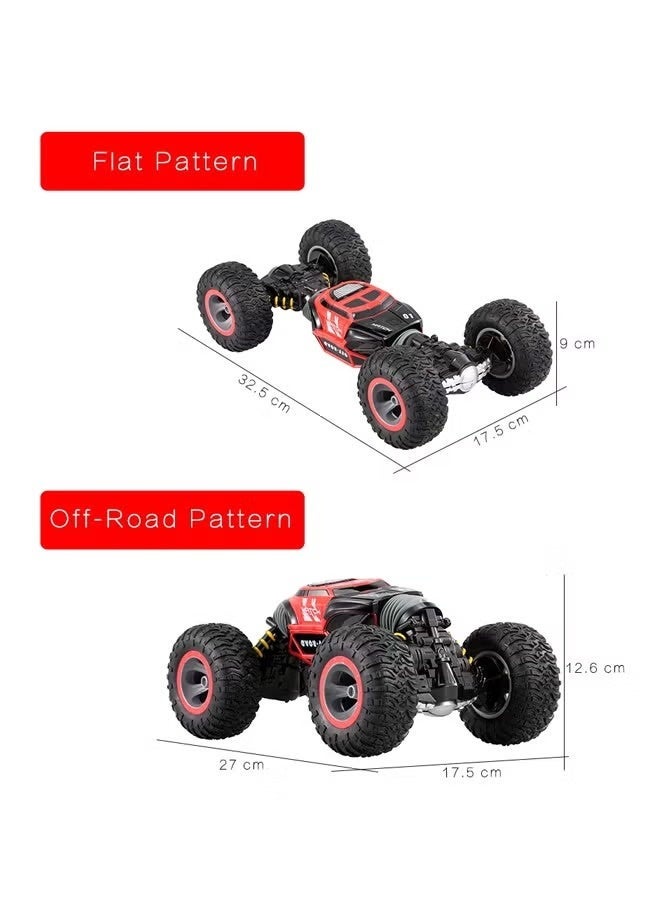 Double-Sided Stunt RC Car UD2169A (27x17.5x12.6cm) – 4WD High-Speed Remote Control Flip & Transform Vehicle with 360° Rotation & All-Terrain Tires for Kids & Adults (Red/Blue) - Image 3