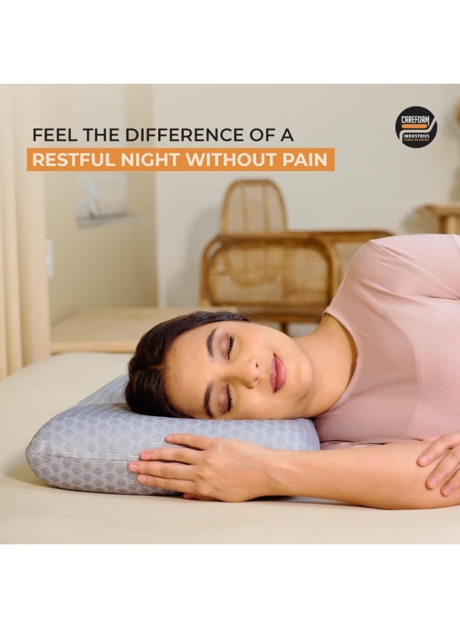 Carefoam Orthopedic Memory Foam Pillow for Neck & Shoulder Pain Relief High-Density Memory Foam with Slow Rebound Grey Jacquard Cover 20 x 13 x 4 in, Pack of 2 - Image 3