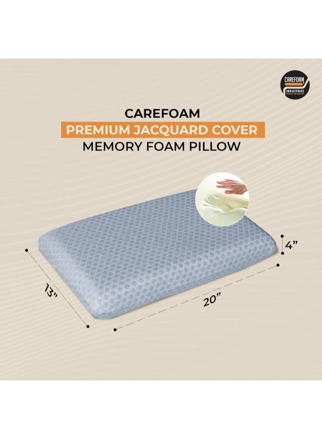 Carefoam Orthopedic Memory Foam Pillow for Neck & Shoulder Pain Relief High-Density Memory Foam with Slow Rebound Grey Jacquard Cover 20 x 13 x 4 in, Pack of 2 - Image 4