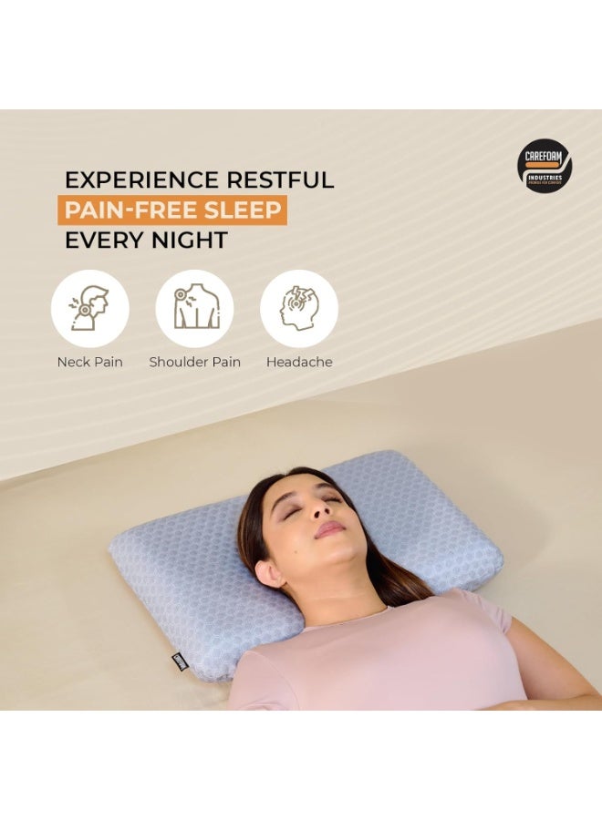 Carefoam Orthopedic Memory Foam Pillow for Neck & Shoulder Pain Relief High-Density Memory Foam with Slow Rebound Grey Jacquard Cover 20 x 13 x 4 in, Pack of 2 - Image 5