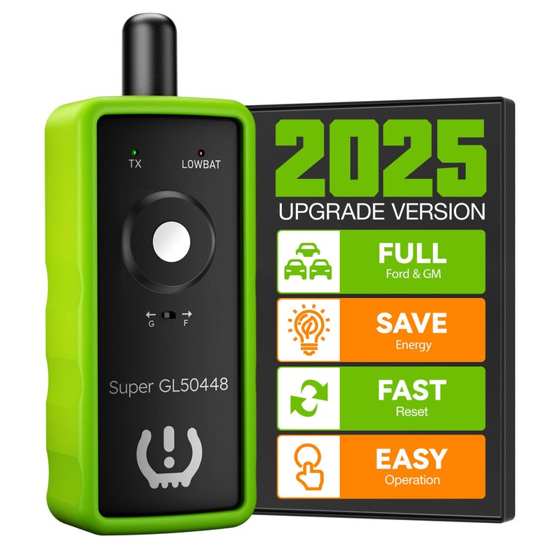 VXDAS 2IN1 TPMS Relearn Tool Super GL50448 for GM and Ford with Model Switch ButtonTire Pressure Sensor Monitor Rest Activation for BuickCadillacChevroletGMCLincolnMazda 2024 EditionGreen