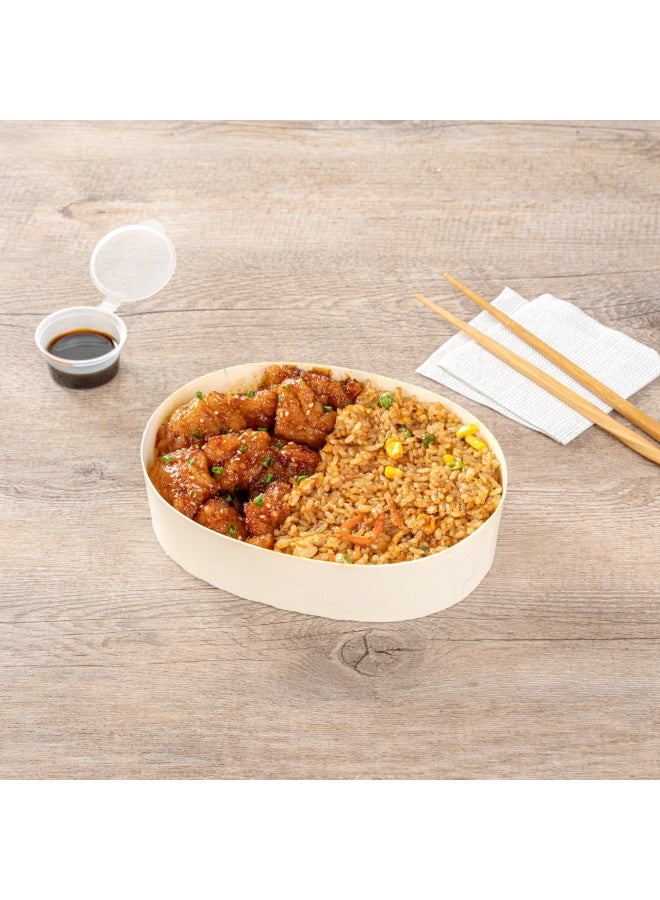 Restaurantware Taipei 38 Ounce Food Containers, 100 Oval Wooden Bento Boxes - Lids Sold Separately, Grease Impermeable, Poplar To Go Boxes, Disposable, Serve Noodles, Dumplings, And More - Image 4