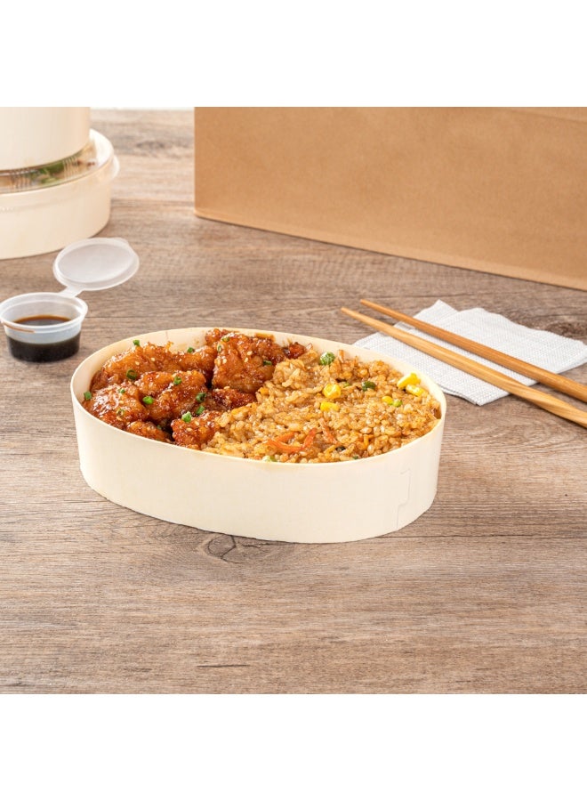 Restaurantware Taipei 38 Ounce Food Containers, 100 Oval Wooden Bento Boxes - Lids Sold Separately, Grease Impermeable, Poplar To Go Boxes, Disposable, Serve Noodles, Dumplings, And More - Image 3