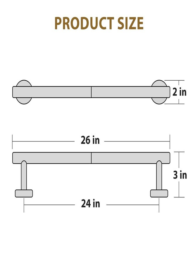 Luxbaro Matte Black Towel Bar 24 Inch, Thicken Towel Rack for Bathroom Wall, SUS304 Stainless Steel Towel Rod, Modern Home Decor (Total Length 26-Inch) - Image 2