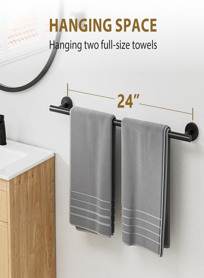 Luxbaro Matte Black Towel Bar 24 Inch, Thicken Towel Rack for Bathroom Wall, SUS304 Stainless Steel Towel Rod, Modern Home Decor (Total Length 26-Inch) - Image 5