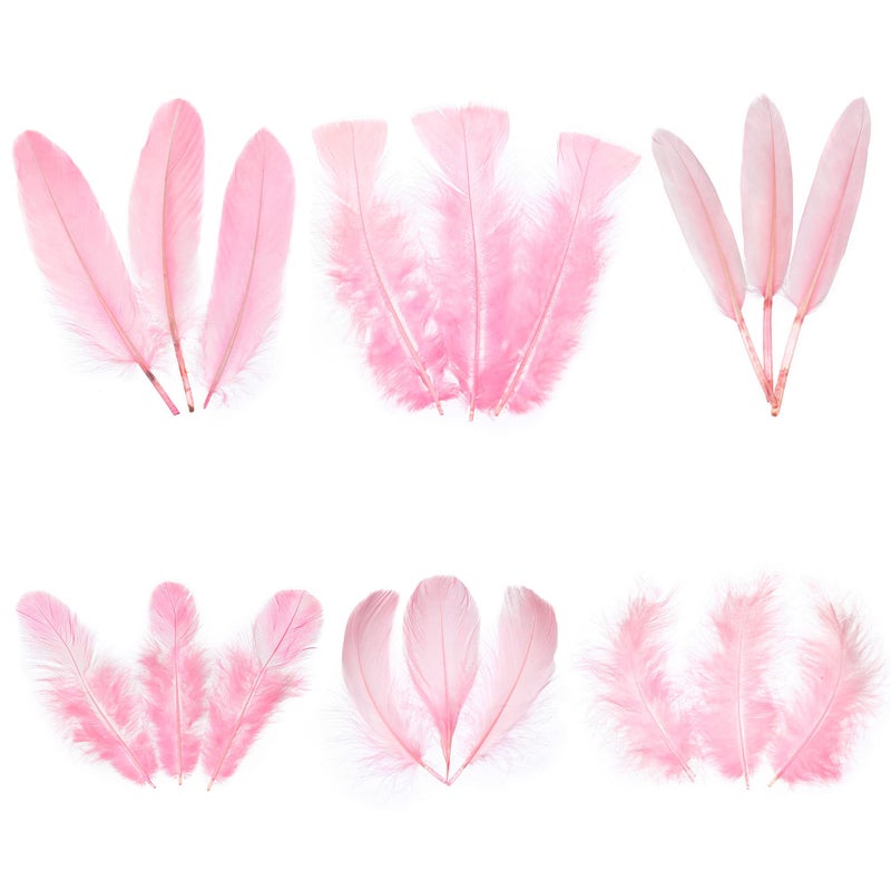 Larryhot Pink Craft Feathers Bulk  240pcs 6 Style Natural Decorative Feathers for Wedding Home Party Dream Catcher Supplies and DIY Crafts Pink