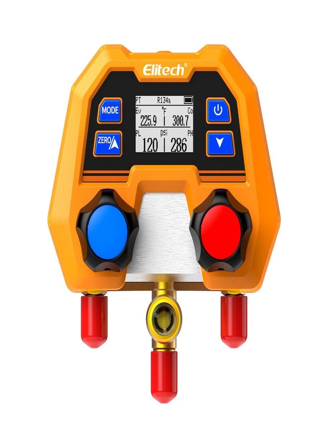 Elitech Digital Manifold Gauge for HVAC, Refrigeration & AC Systems - Supports R410A/R454B/R134 etc. Refrigerants, Pressure & Temperature Measurement, 3 Port, LCD Display, DMG-2SE - Image 1