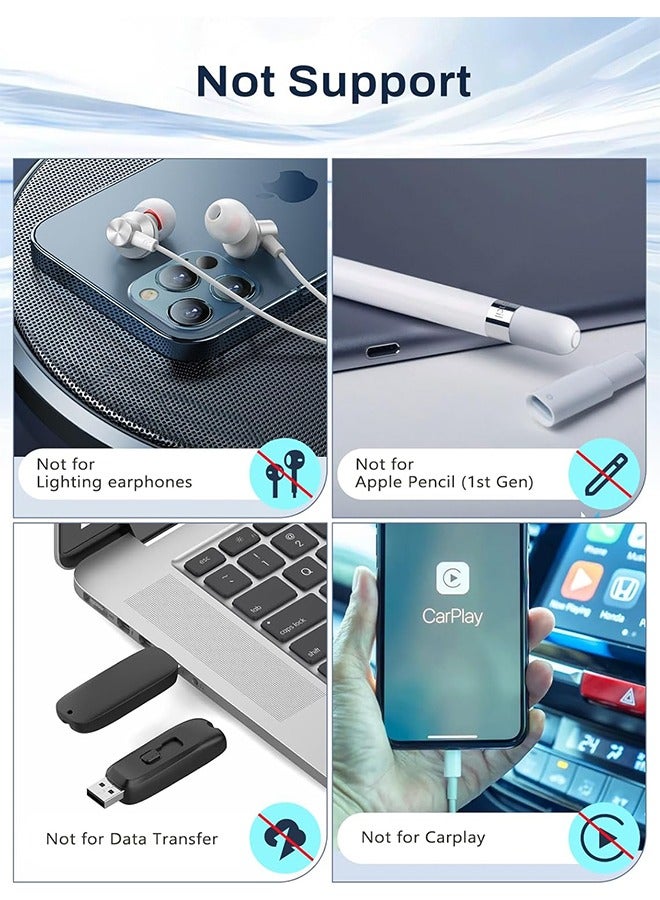 2 Pack USB C to Lightning Microphone Adapter, USB C Male to Lightning Female Adapter for Wireless Lavalier Microphone for iPhone 16/15 Plus Pro Max, iPad Pro/Air, Not for Headphone/Data (White) - Image 3