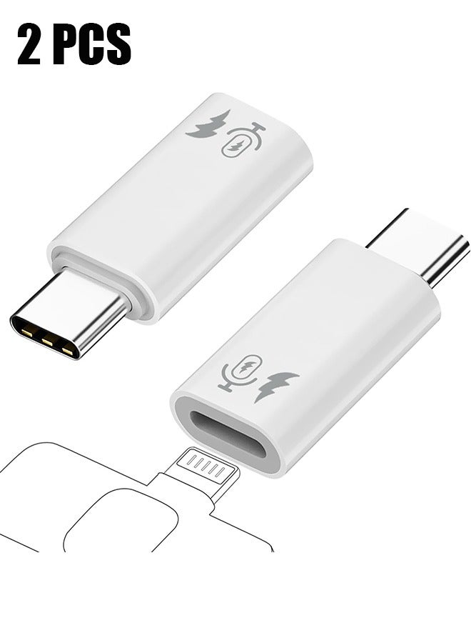 2 Pack USB C to Lightning Microphone Adapter, USB C Male to Lightning Female Adapter for Wireless Lavalier Microphone for iPhone 16/15 Plus Pro Max, iPad Pro/Air, Not for Headphone/Data (White) - Image 1