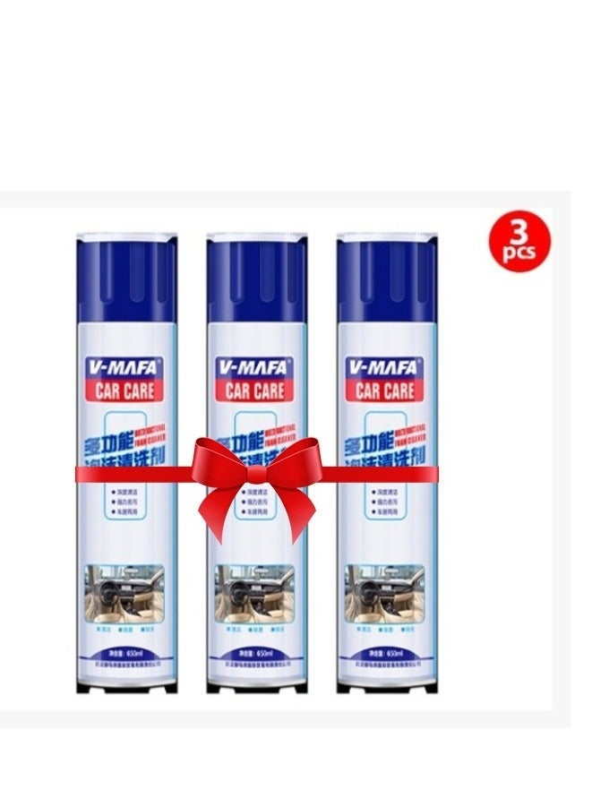 Combo Offer: Buy 3 Pcs V-MAFA Multi-Purpose  Car Foam Cleaner, Quick And Easy Way To Clean Carpets And Upholstery , Car Interior Cleaner  650ml - Image 1