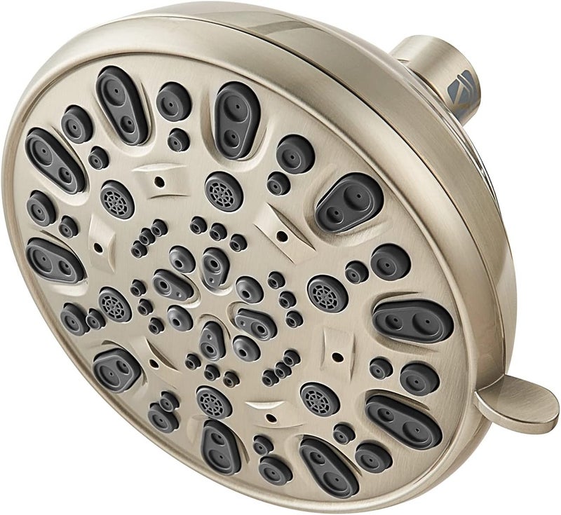 VMASSTONE High Pressure Shower Head 4.7" Rain Fixed Showerhead 7-Spray Setting with Adjustable Brass Swivel Ball Joint - Excellent Replacement for Your Bath Shower Head (FM-001 Brushed Nickel) - Image 1