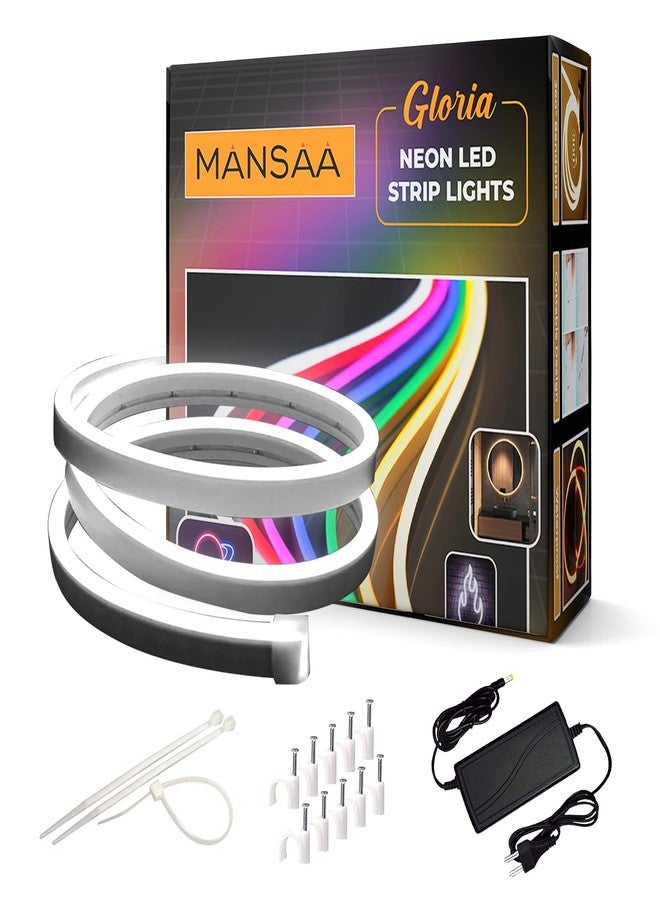 MANSAA Neon Light Strip | 18 Months Warranty | 5 Meters/16.4 ft, Led Strip Light, Strip Lights for Home Decoration, Neon Light for Indoor & Outdoor, 12V Adaptor, Shockproof & Waterproof (White) - Image 1