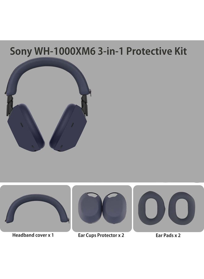SJet Silicone Case Cover for Sony WH-1000XM6 Headphones, Soft TPU Ear Cups Cover/Ear Pad Case Cover/Headband Cover for Sony WH-1000XM6(Blue)  - Image 2