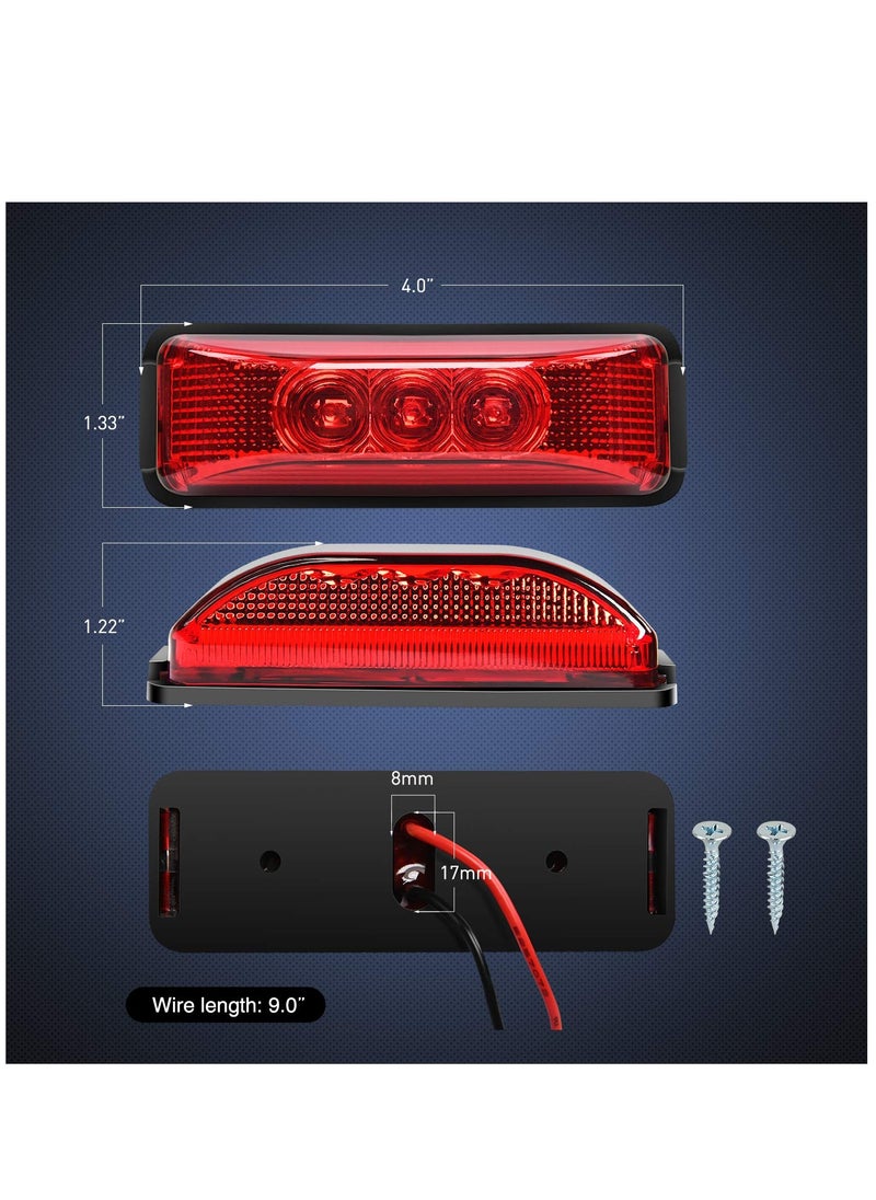 Excefore - LED Marker Light TL-33 4PCS 3.9 Inch 3 Led Truck Trailer Light Front Rear LED Side Marker Lights Clearance Indicator Lamp Waterproof Sealed Surface Mounted LED Marker Light - Image 1