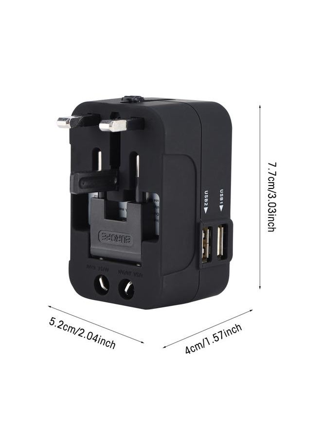 Thoraya US UK EU AU All-in-One Universal Portable Plug Adapter Travel Wall Outlet Converter 2 USB Blue  - Image 5