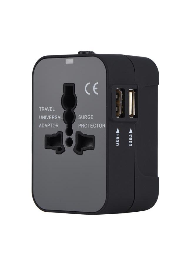 Thoraya US UK EU AU All-in-One Universal Portable Plug Adapter Travel Wall Outlet Converter 2 USB Blue  - Image 1
