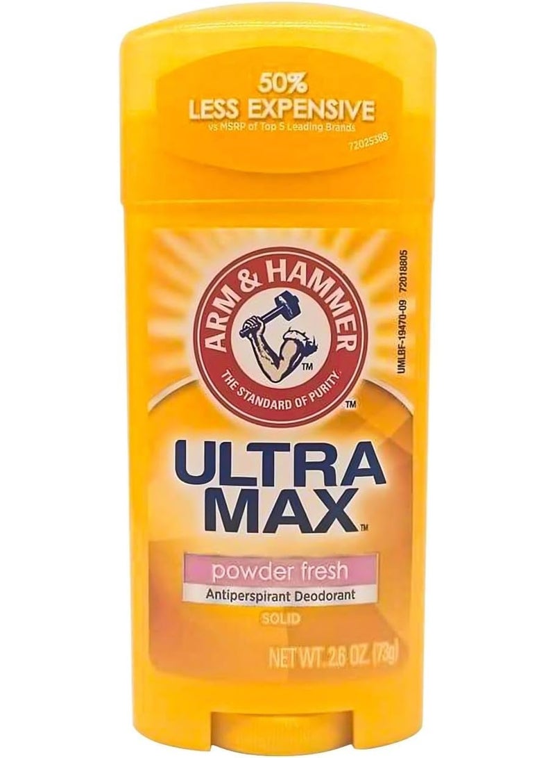 Arm & Hammer Ultramax Antiperspirant Deodorant – Invisible Solid, Powder Fresh – 2.6 oz (73g) - Image 1