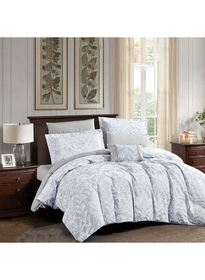 bukhamseen Chicago Jacquard Comforter Set – 7 Pieces, King Size, Super Soft Cotton Face, Stitched Filling - Image 1