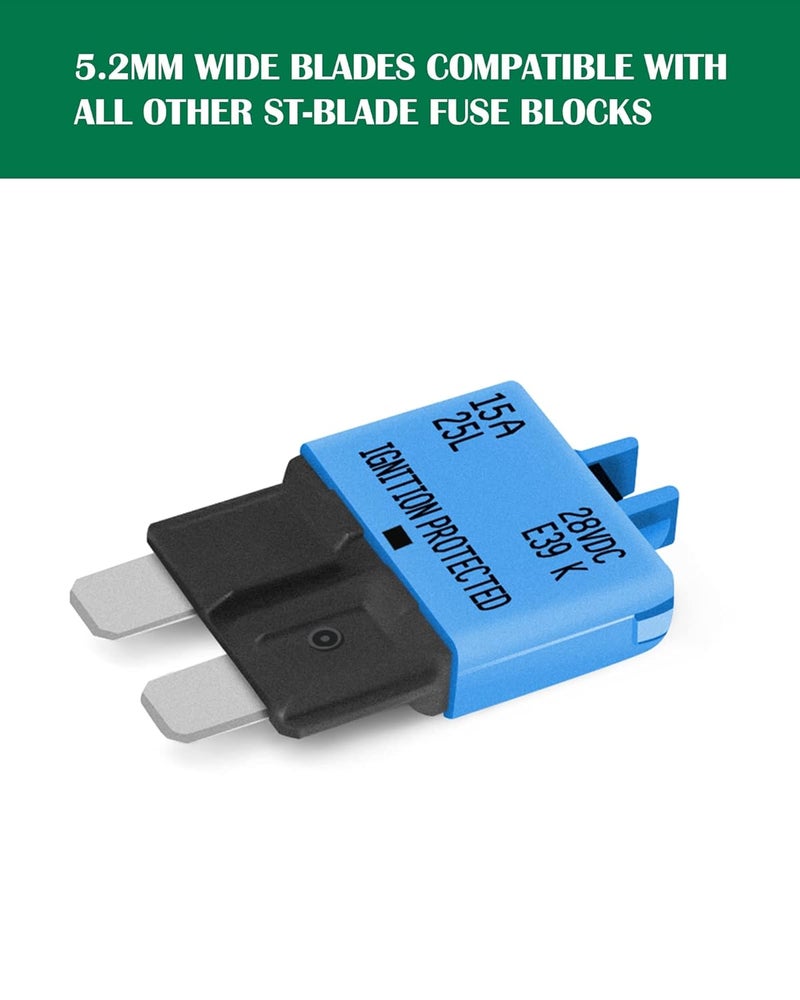 LENKRAD Automotive 15 Amp ATC/ATO Resettable Fuse 15A Manual Reset Standard Blade 15Amp Fuses Manual-Reset Circuit Breaker 15A for Car Truck RV Marine Boat Trolling Motorhome, 5 Pack - Image 3